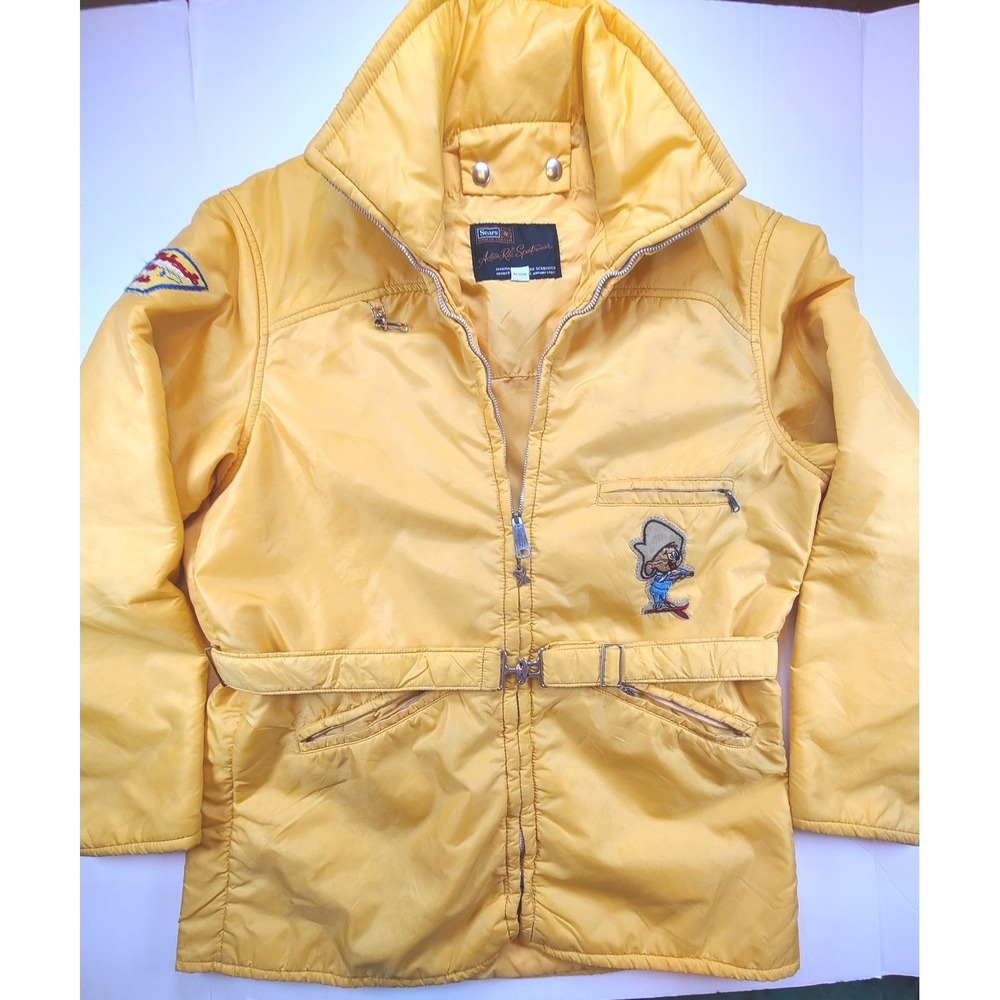 Sears Action Ride Sportswear Yellow Ski Jacket with Cartoon Patch Womens Outdoor